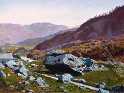 Atkinson Grimshaw Bowder Stone, Borrowdale oil on canvas